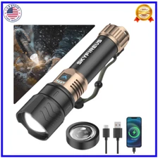 SKYFIRE LED Flashlight 10000 High Lumens,Super Bright Rechargeable Flashlight