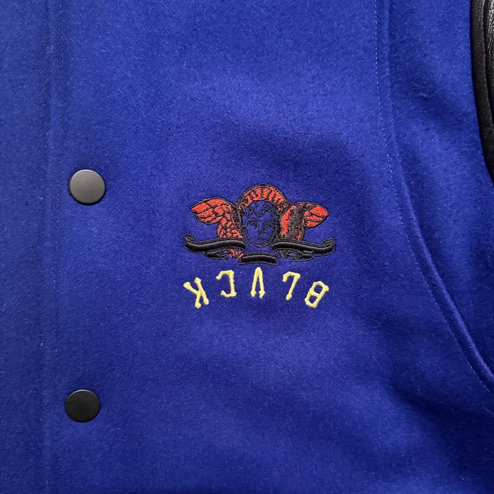 Chaqueta Bomber Manga Cuero Escala Negra Azul/Negro L Foto 4 de 4