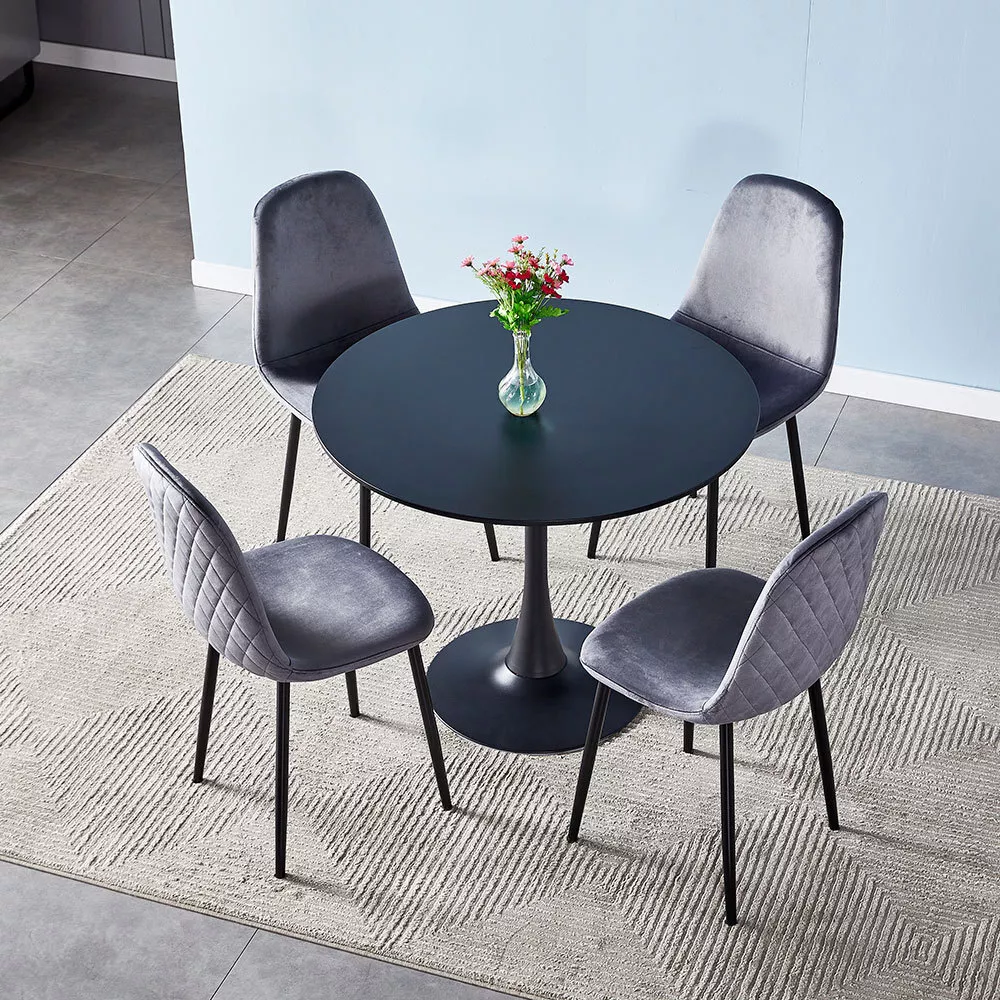Round dining table with velvet chairs deals