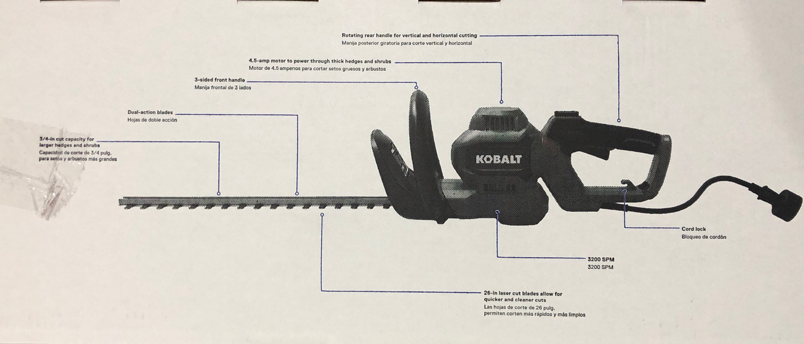 Kobalt 4.5 amp 26 in. Corded Electric Hedge Trimmer KHT 26406