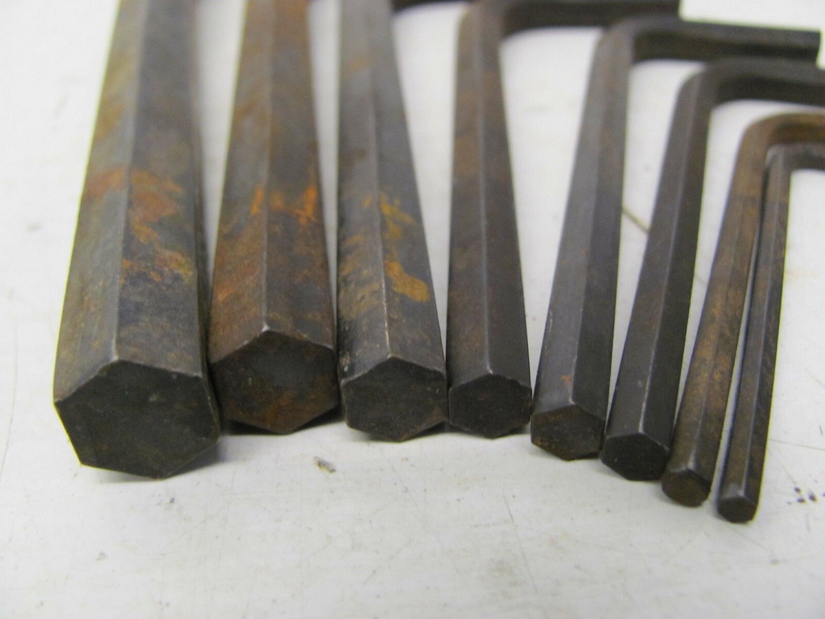LOT OF 8 SHORT ARM ALLEN HEX KEY WRENCHES 7/64 9/64 3/16 7/32 1/4