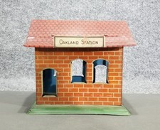 J Chein Co. Tin Litho Oakland Station Building Aprox. 6" x 4" x 6" Made in USA