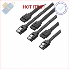 Menewstart SATA Cable V3.0 15 inches, 3 Pack, Black, Sata III 6Gbps Straight HDD