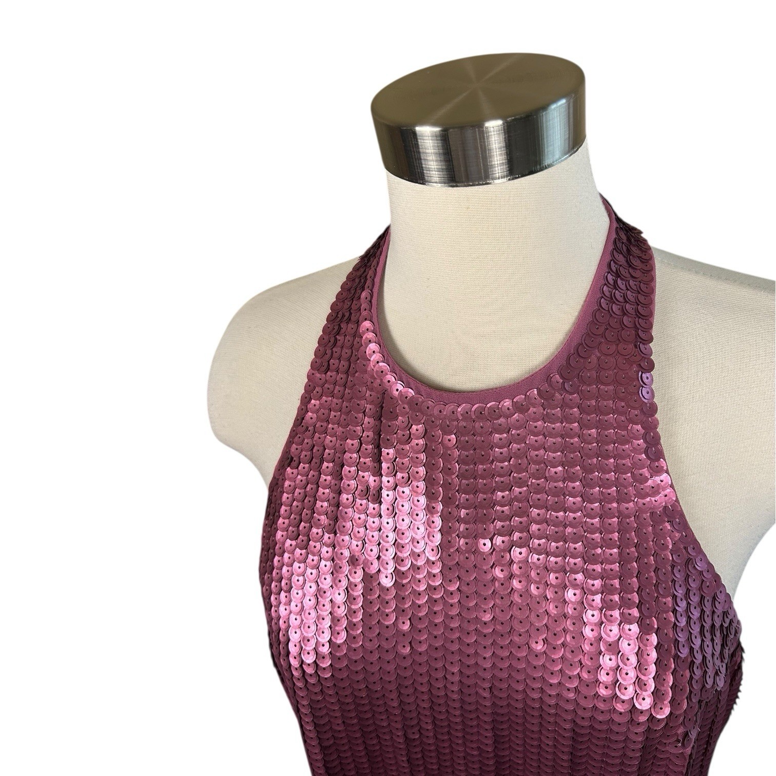 Express Sequin Halter Open Back Mini Shift Dress … - image 5