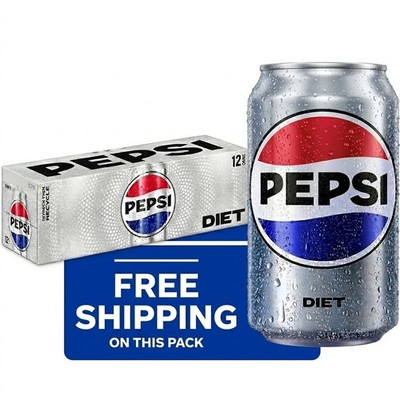 Diet Pepsi Cola Soda Pop  12 fl oz 12 Pack Cans Free Shipping