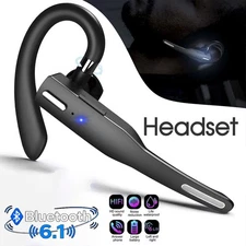 Bluetooth 6.1 Trucker Wireless Headset Earpiece Dual Mic Earbud Noise Cancelling
