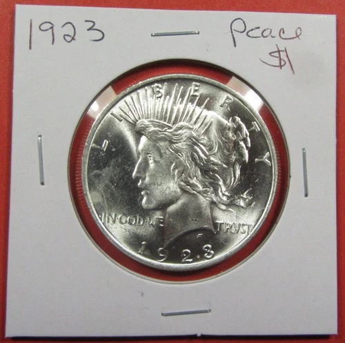 1923 $1 U.S. Peace Silver Dollar. Uncirculated. Pretty & lustrous. (126059)