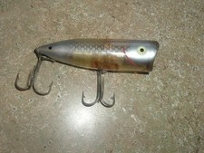 Señuelos de Pesca Antiguos Heddon Chugger Spook RARO Color Ámbar Plata Escala Sombra MIRAR