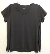 EUC PURE JILL J JILL SS SIDE SLIT V NECK PIMA ELLIPTICAL TEE-XL-BLACK PEARL