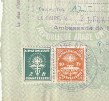 SWITZERLAND Rare Consular Revenues 2 & 10Fr. Tied Document Cairo 1968