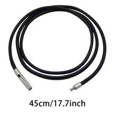 Classy Black Leather String Rope Necklace with Stainless Steel Clasp for Wear