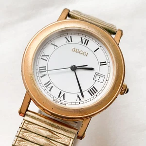 Montre Bracelet Homme Gucci 7200M Blanc Ronde Argent Quartz Analogique Fonctionne 500605