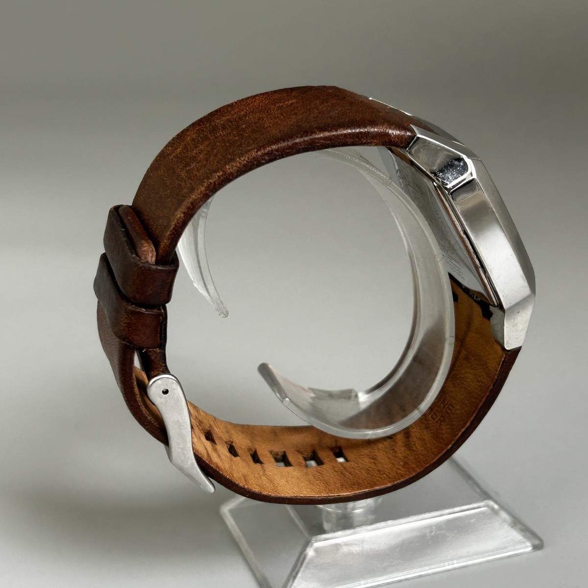 Diesel DZ-1090 Mens Watch Brown Dial Leather Strap Square Steel