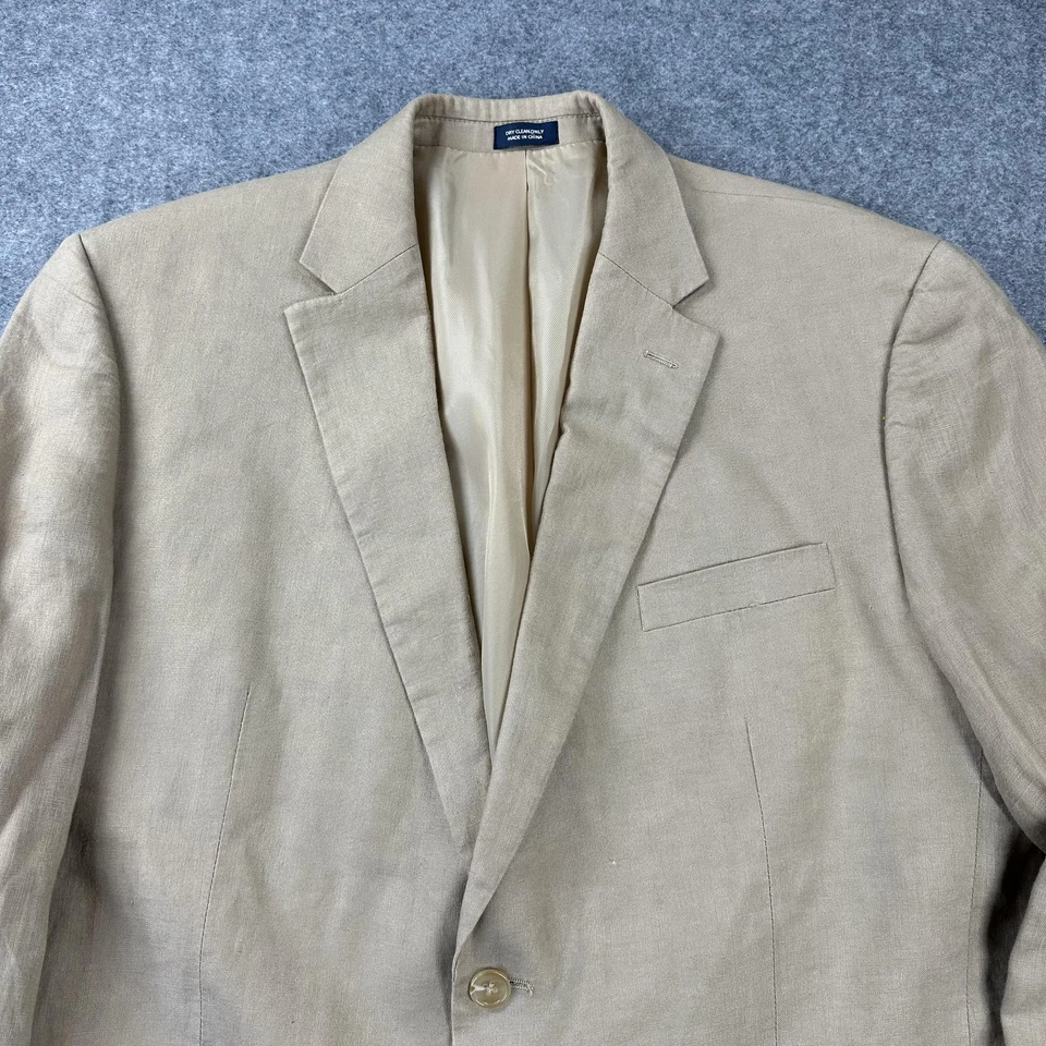 Blazer Saddlebred Para Hombres 46L Tostado 100% Lino Abrigo Deportivo Chaqueta Dos Botones Foto 2 de 4