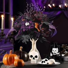 2 Bundles 22 Heads Large Artificial Halloween Flowers, Fake Flower Arrangement W