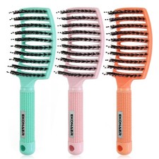 EKONAER 3 Pack Vented Quick Drying Massage Blow Detangler BrushBoar Bristle H...