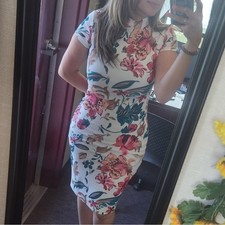 SHEIN Clasi Floral  Print Mock Neck Bodycon Dress