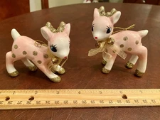 Target Wondershop Retro Pink & Gold Deer Christmas Ornaments Set Lot of 2