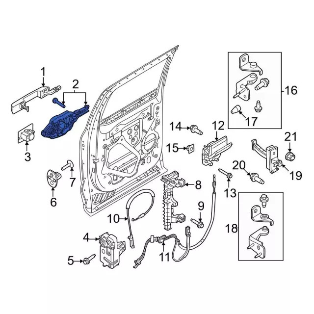 Base del mango para Ford F-250 F-350 Super Duty 2023-2024 (P/N PC3Z-2526684-C)