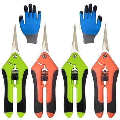 5-Pack Pruning Shears w/Gardening Gloves Straight Stainless Steel Garden Snips 