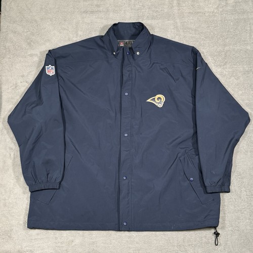 Nike NFL Rams Jacket Mens 4XL Navy USA Made Y2K Full Zip Snap Sideline Big Tall