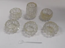 Vintage Open Salt Cellar Lot, 6 Pieces and Spoon