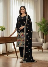 Black Velvet Salwar Kameez Wedding party Wear Suit Ethnic Wear Suit 3 Pcs set