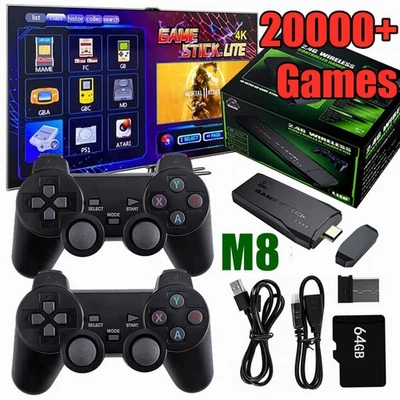 BEDEE Wireless 4K HDMI Videospielkonsole Retro Built In 20000 Games+2 Wireless Gamepad