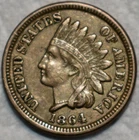 About Uncirculated 1864 Copper-Nickel Indian Head Cent, Sharp & Lustrous.