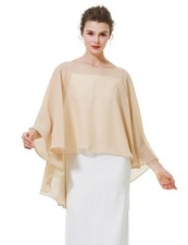 Women Chiffon Capelet Wedding Bridal Cape Sheer Overlay Poncho Stole