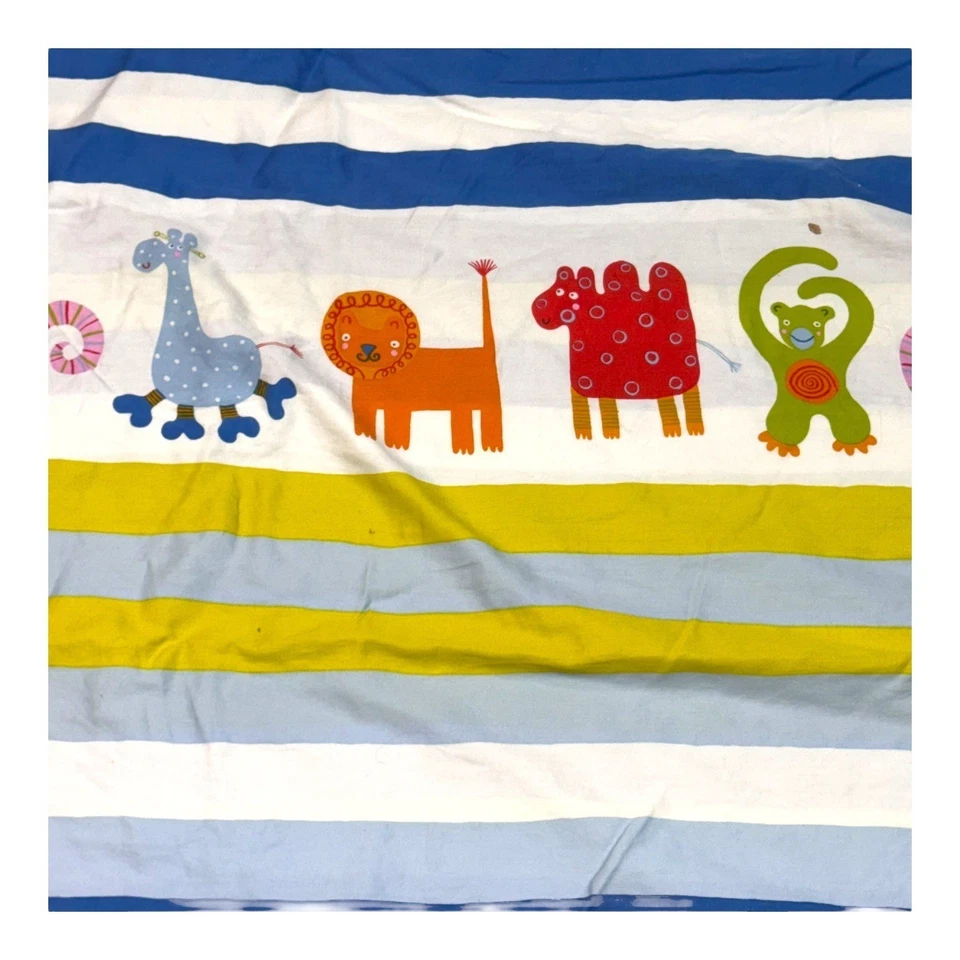 IKEA BARNSLIG RAND Cotton Kids Twin Duvet Cover Colorful Zoo Animals Stripes - Image 3 of 4