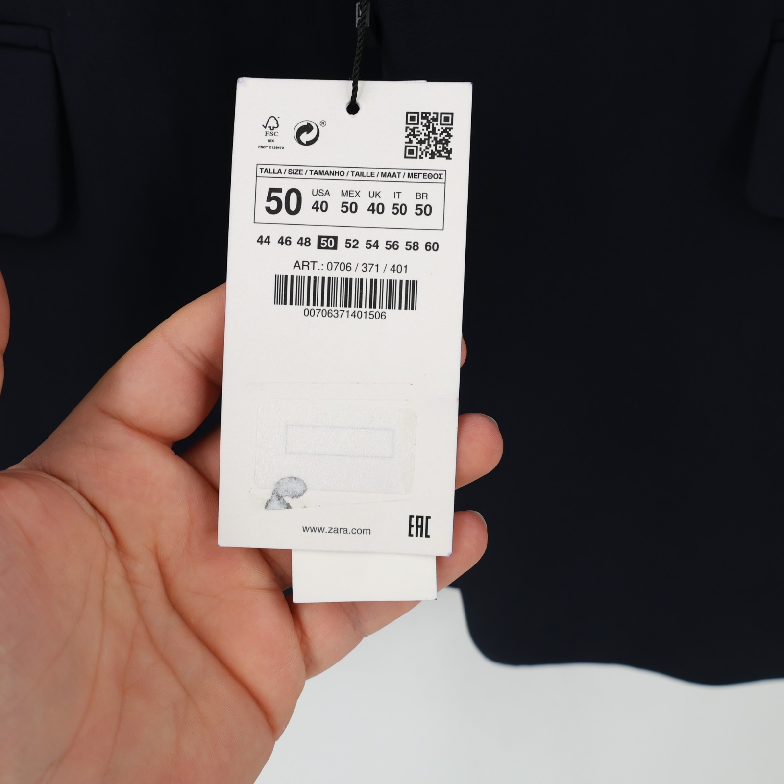 NWT Zara sport coat mens 40 Solid navy Blue Blazer Jacket Two Button notch lapel thumbnail 4