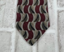 Joseph  Feiss International Tie Mens Maroon Gray Geometric 100 Silk 4" x 64  