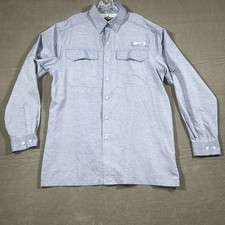 Habit Fishing Shirt Adult Button Down Medium Gray Long Sleeve Mens Vented