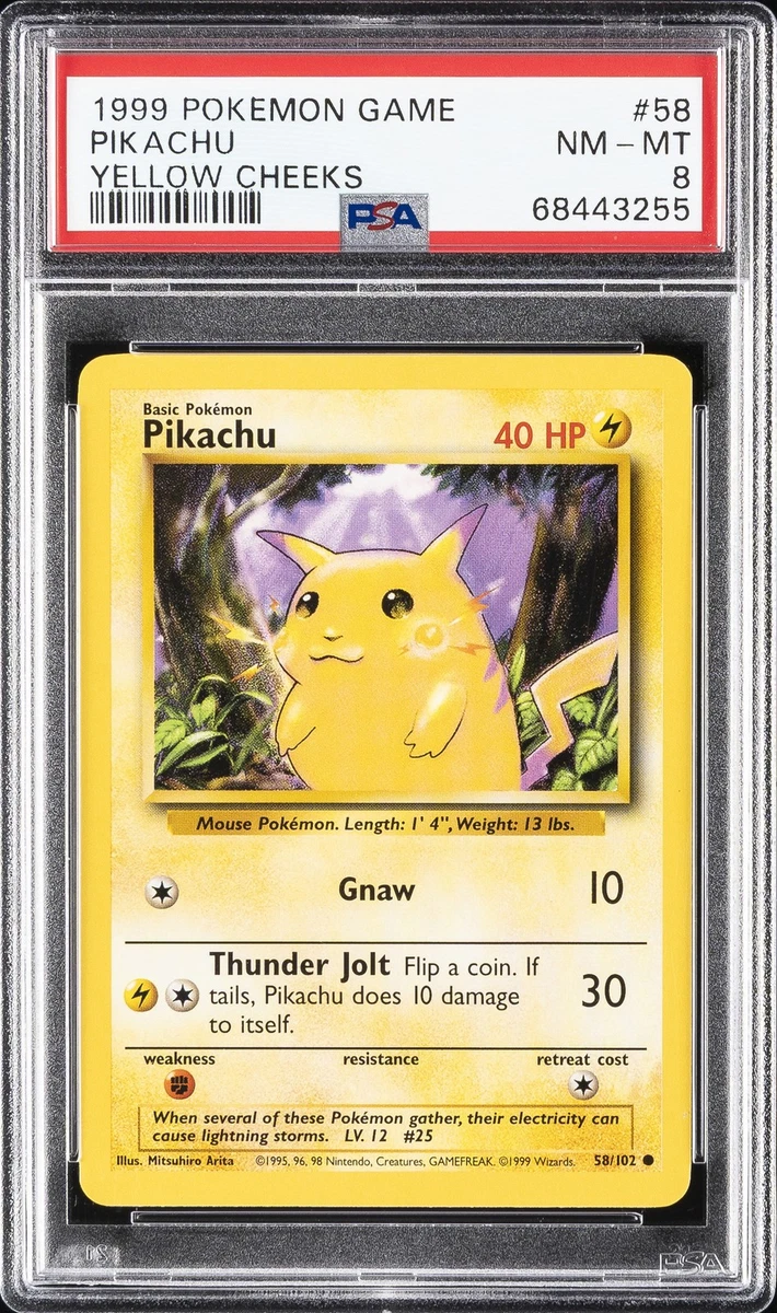 Pokémon TCG Base Set Pikachu Grade 8 Individual Collectible Card