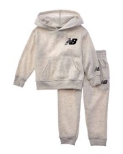 New Balance 2Pc Fleece Hoodie Jogger Set Brown 3T