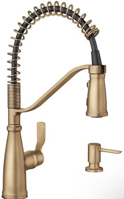 Moen Nolia Single Handle PreRinse Spring Pulldown Sprayer Bronzed Gold 878886BZG