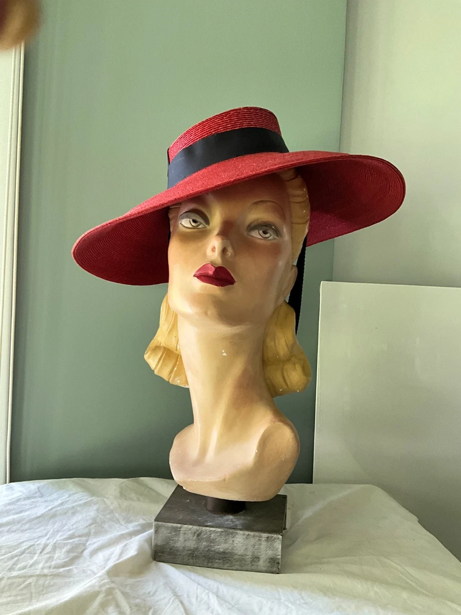 Wide Brim Red Vintage Hats for Women for sale | eBay display picture 1