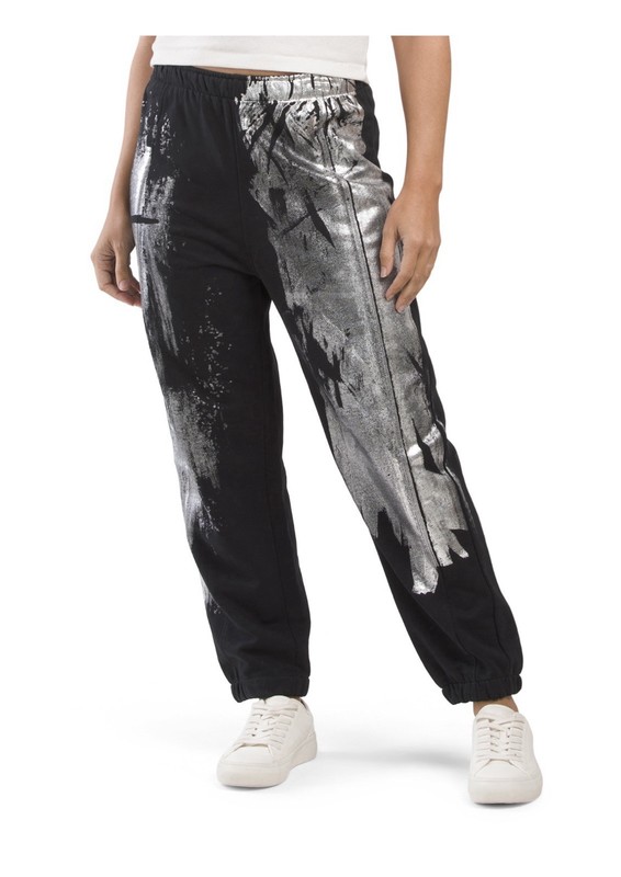 ZARA Black And Metallic Joggers, Size S
