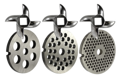 Grinder Plate Pack First, Second, Third Grind #8 1/2'', 1/4'', 1/8''  With Knives