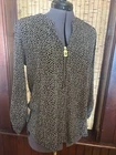 Michael Kors Black/Brown Giraffe Animal Print 1/4 Gold Zipper Women's Medium
