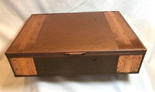 metal wood copper humidor art deco box chest FLAW arts crafts tobacco 14x10 VTG