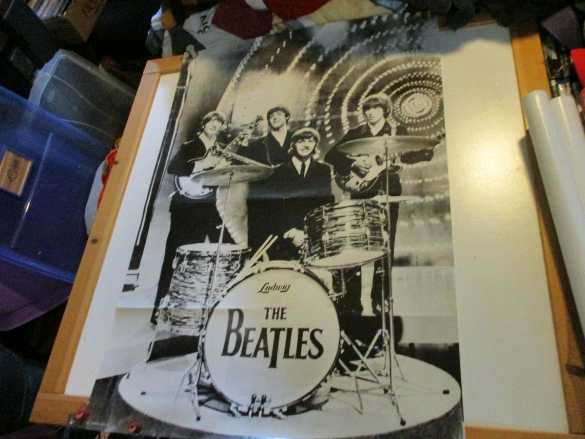 THE BEATLES VINTAGE BLACK & WHITE WIZARD & GENIUS SWISS POSTER