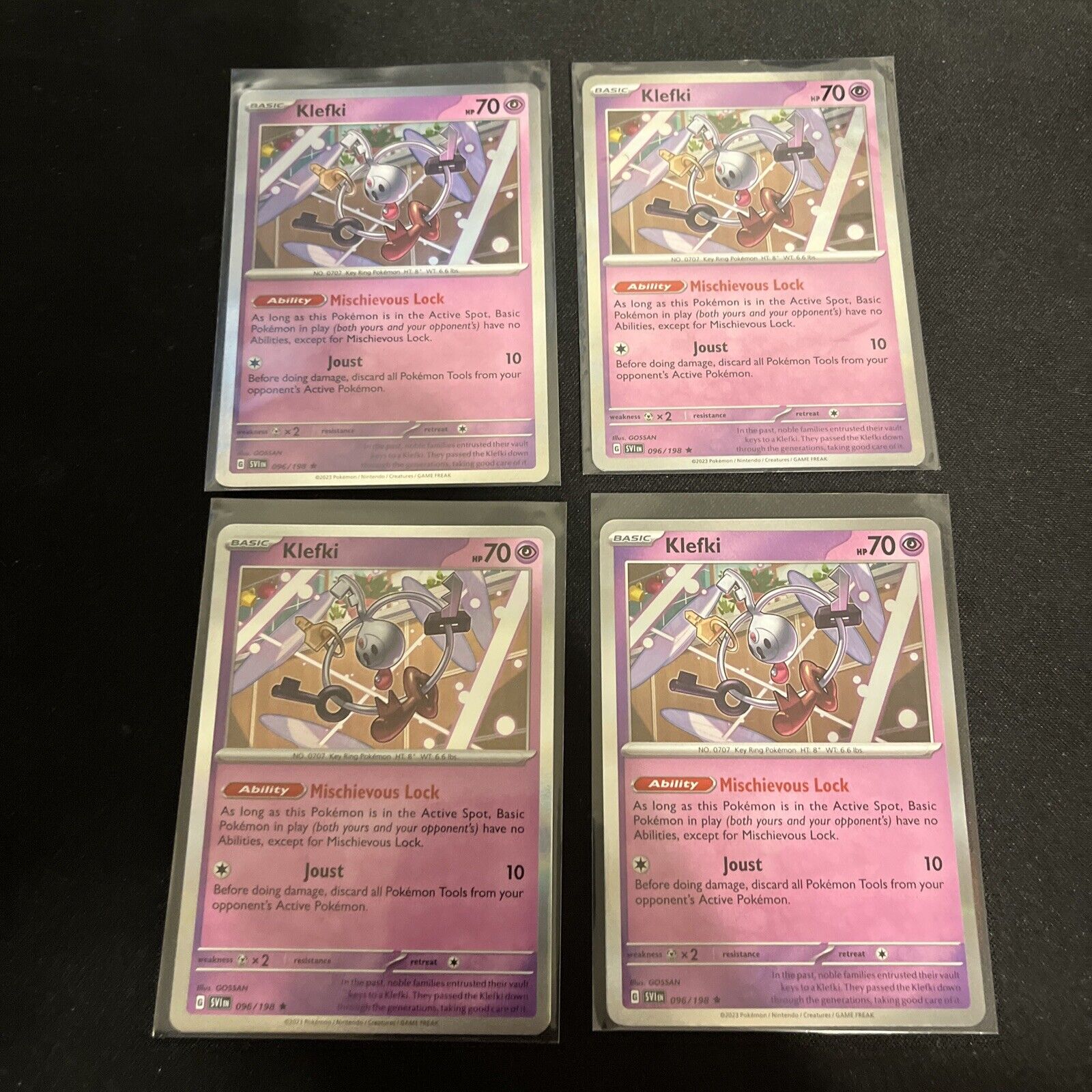 (4) Card Lot Pokémon TCG Klefki Scarlet & Violet 096/198 Holo Holo Rare B