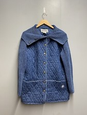 Blue Willi's Xl Quilted Padded Jacket Blue Indigo Cotton Pockets Collared Coat
