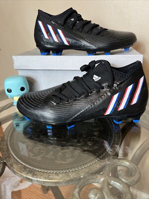 Adidas Predator Edge .3 FG Black Blue Soccer Cleats Men Sz 5.5 / Women Sz 6.5