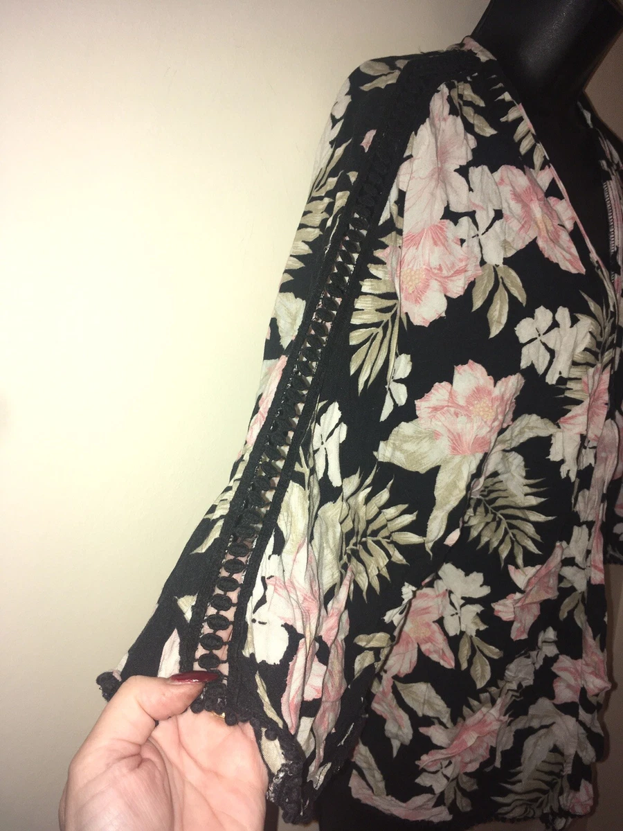 new look black floral cardigan size 8 eBay
