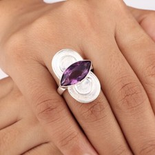 Amethyst Gemstone 925 Sterling Silver Jewelry Handmade February Birthstone Ring