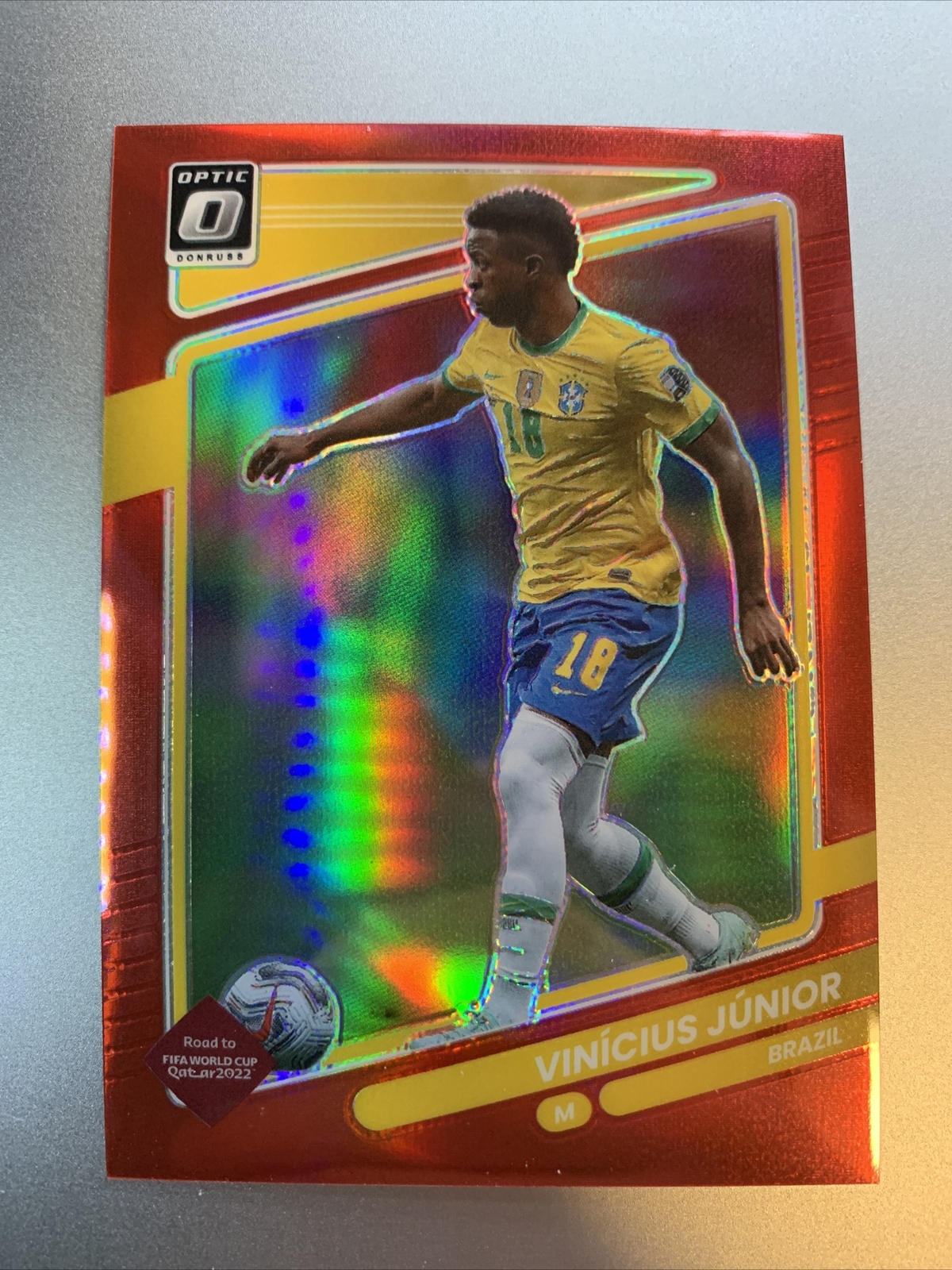 VINICIUS JUNIOR BRAZIL 2021-22 DONRUSS OPTIC QATAR RED PRIZM REFRACTOR /149