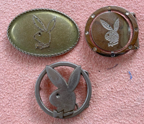 3 Different Vtg. Playboy Belt Buckles--Free Ship